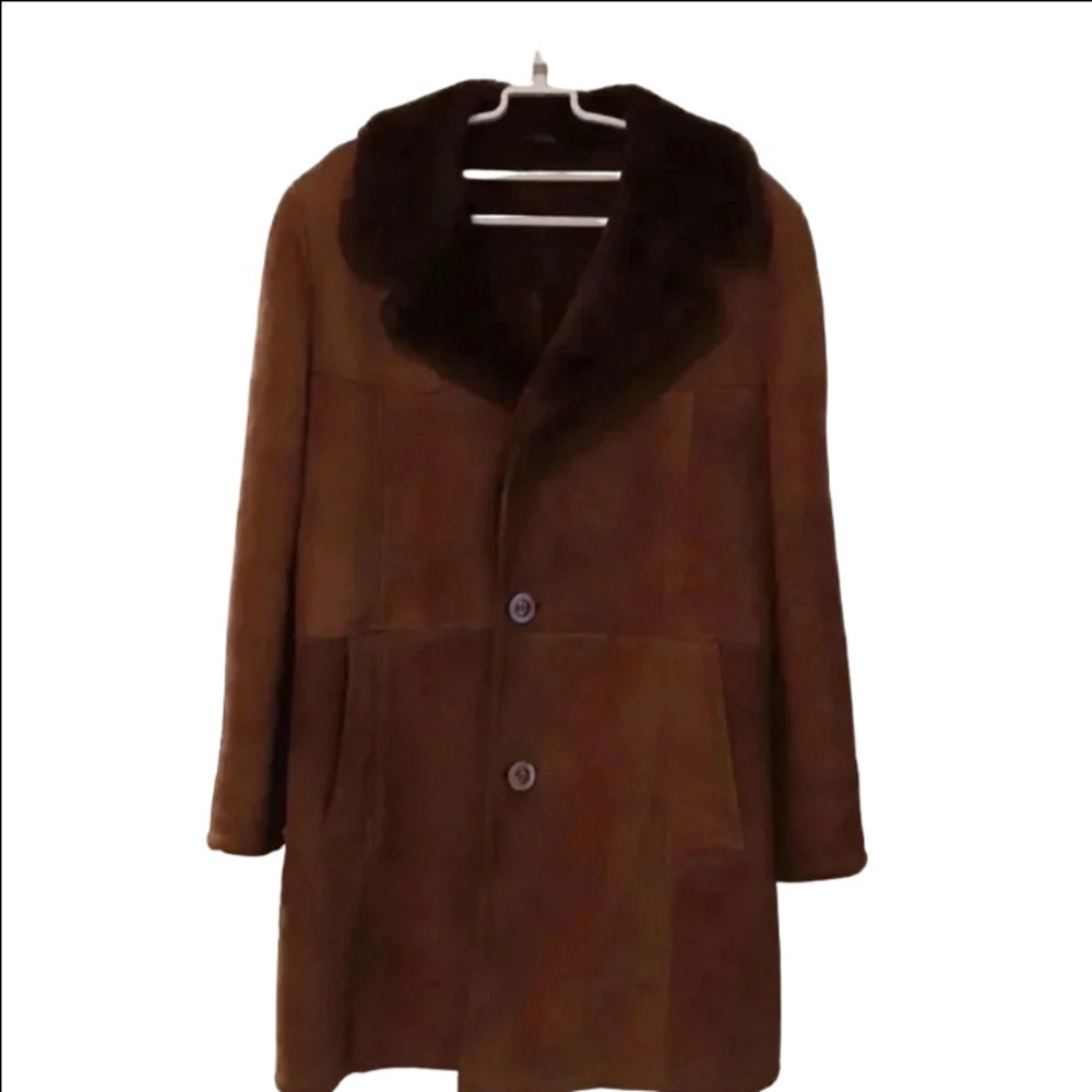 Mens Suede Leather Coat Medium